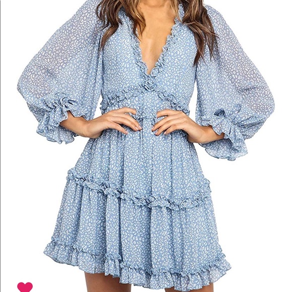 Long Slv Ruffle Backless mini dress - Picture 3 of 7